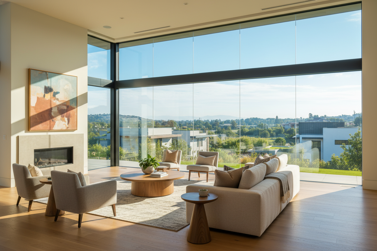 Architectural window tinting on residential flat glass